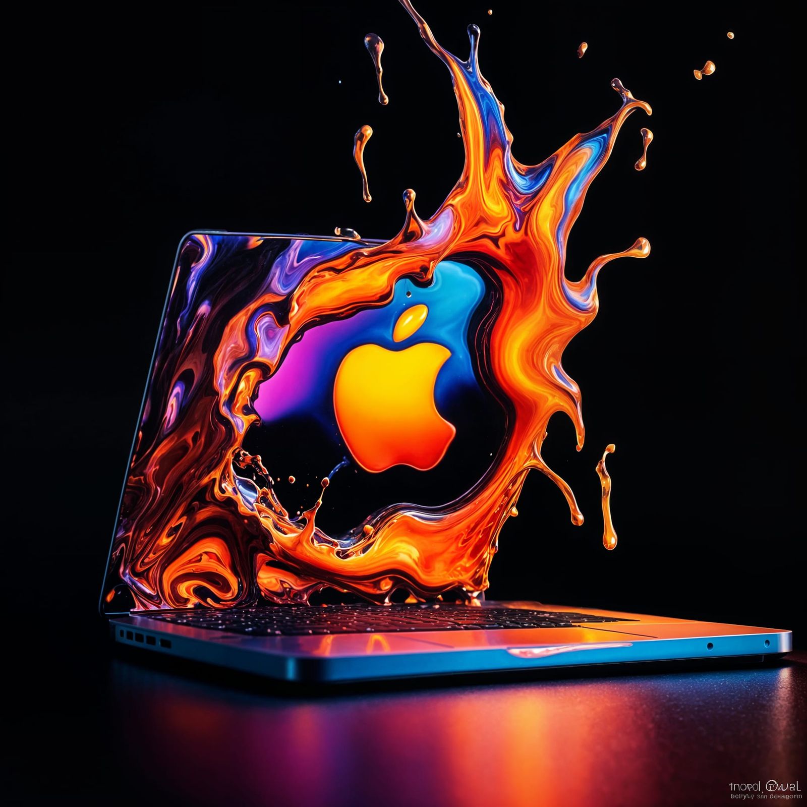 MacBook and Apple Logo in Magma Fusion