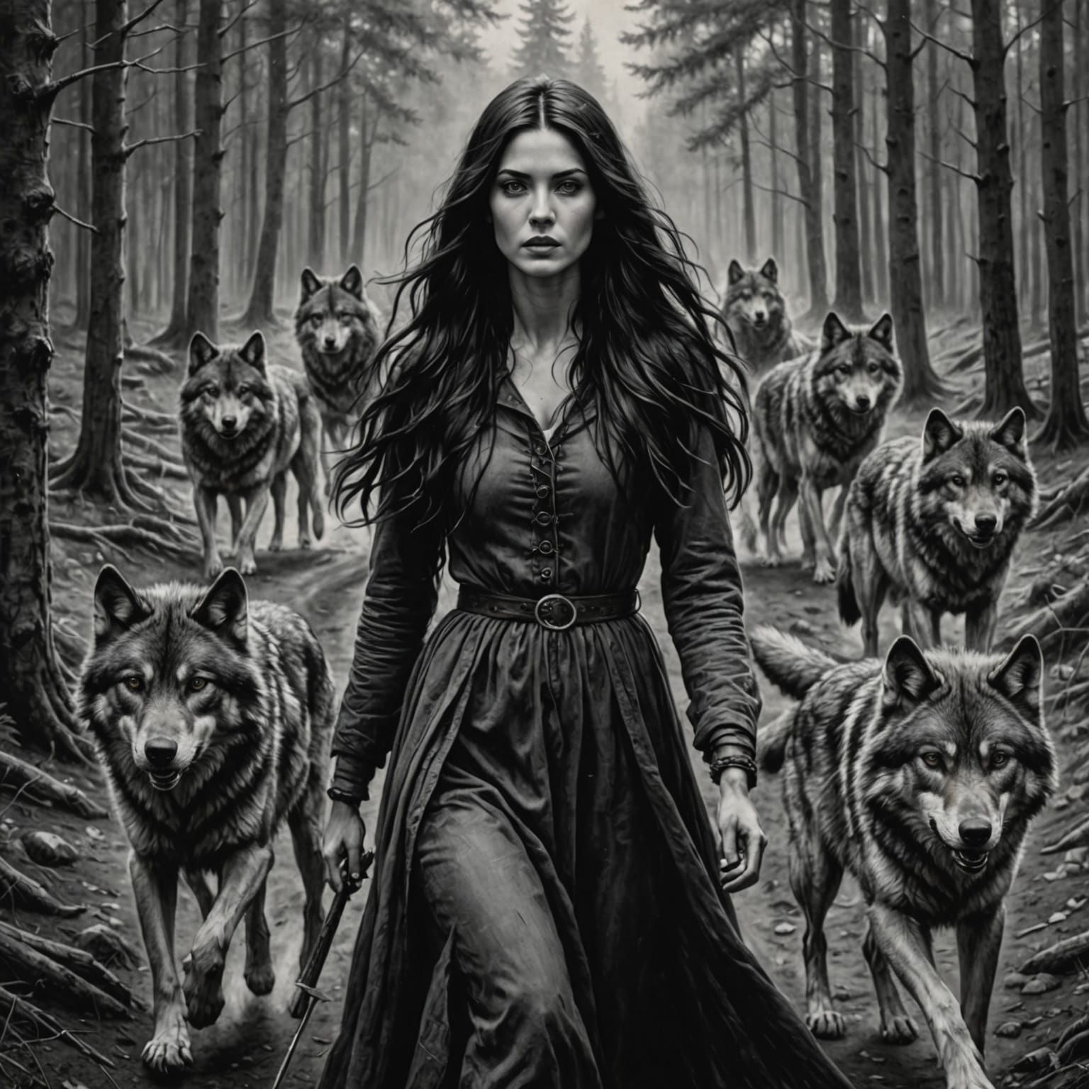 Dark Forest Huntress in Charcoal