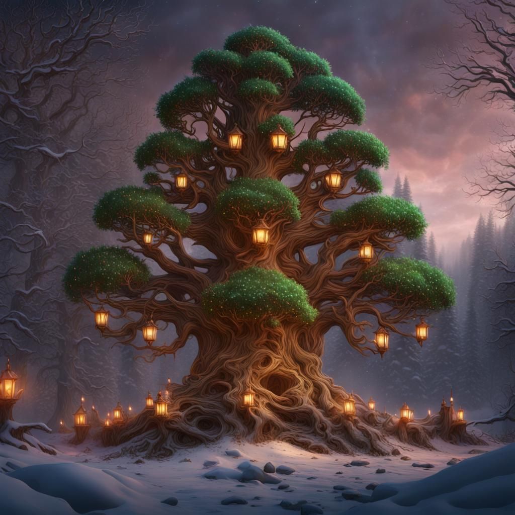 Celtic Yule Tree Fantasy Concept Art