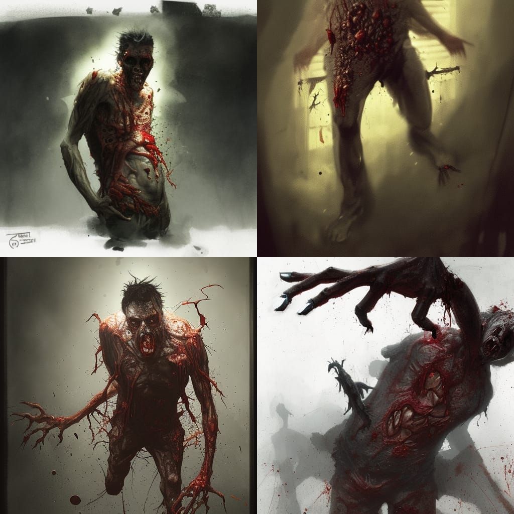 Sinister Zombie with Exposed Guts, Digital Art