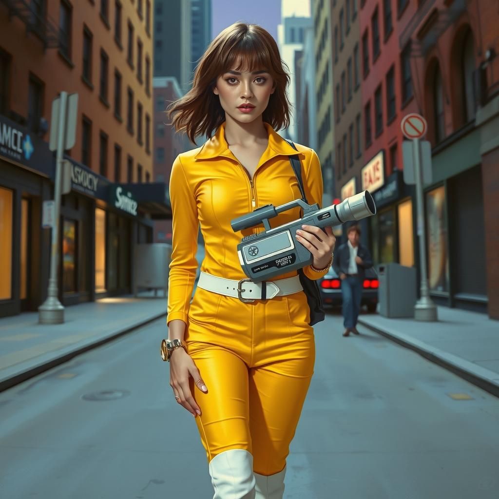 Retro 80s Sci-Fi April O'Neil in Sorayama Style
