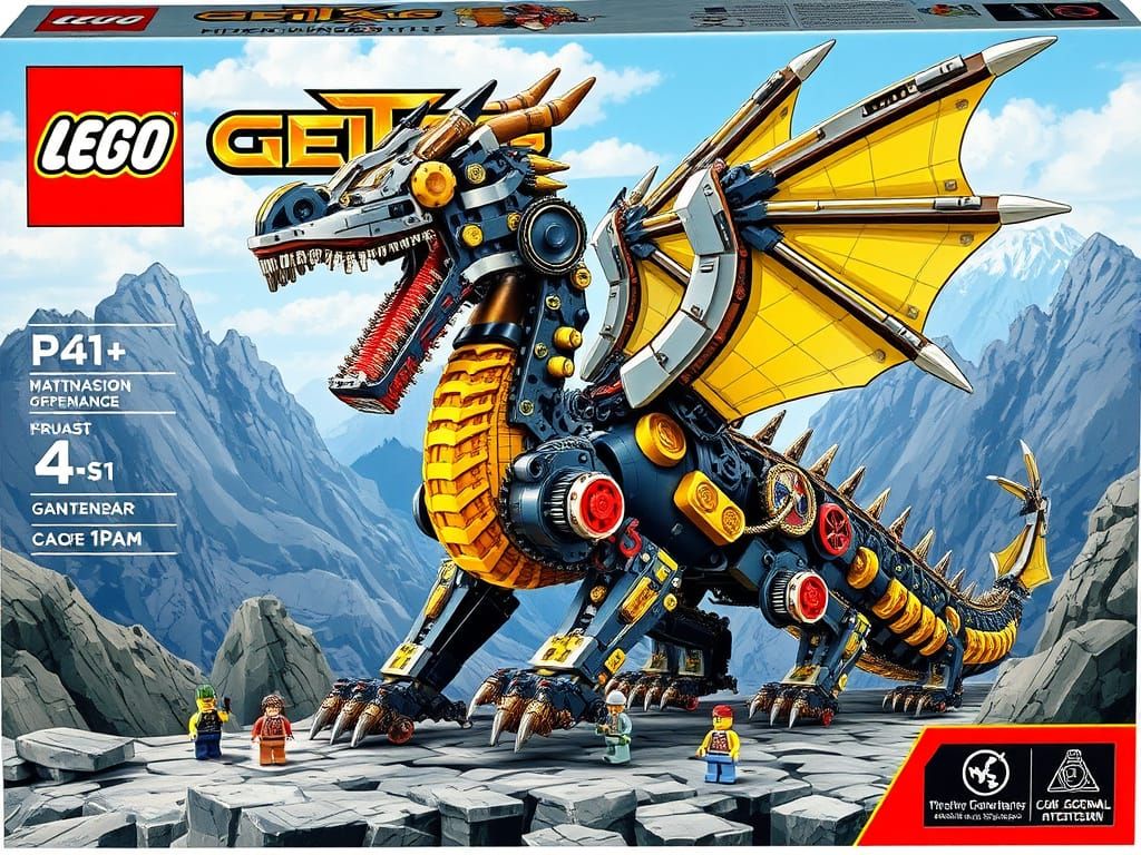 Giant Mechanical Dragon in Steampunk Style