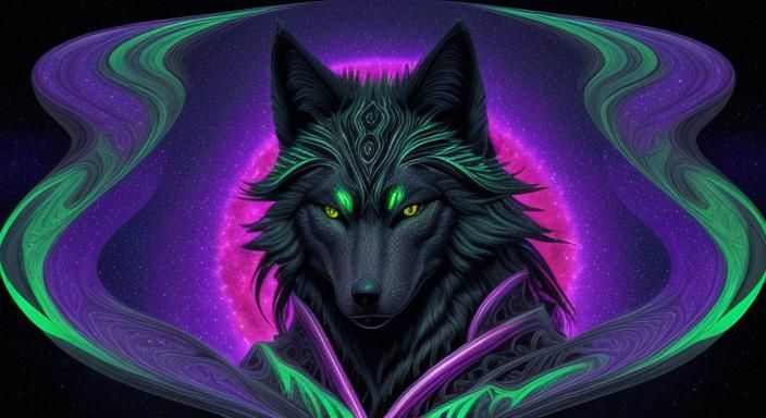 Evil Black Wolf in Cosmic Fantasy Art