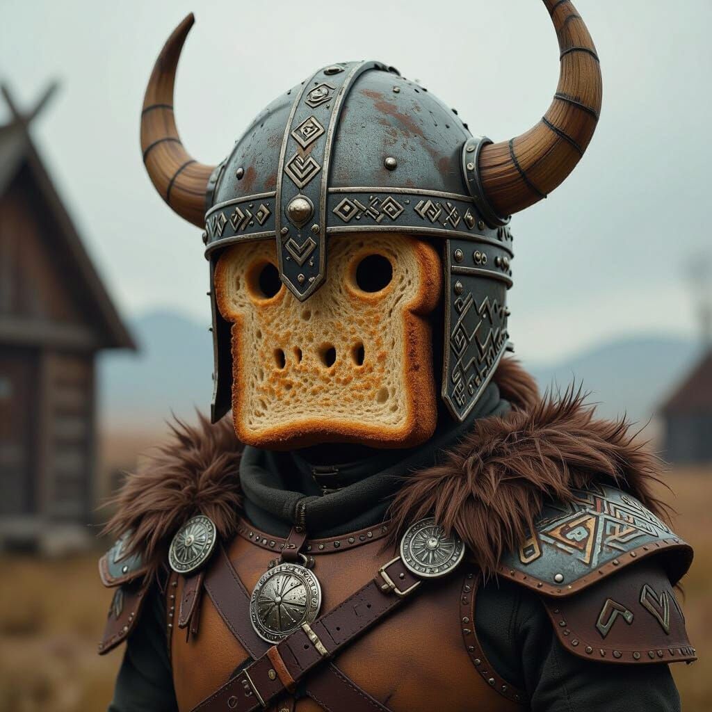 Humanoid Toast in Viking Armor, Nordic Style