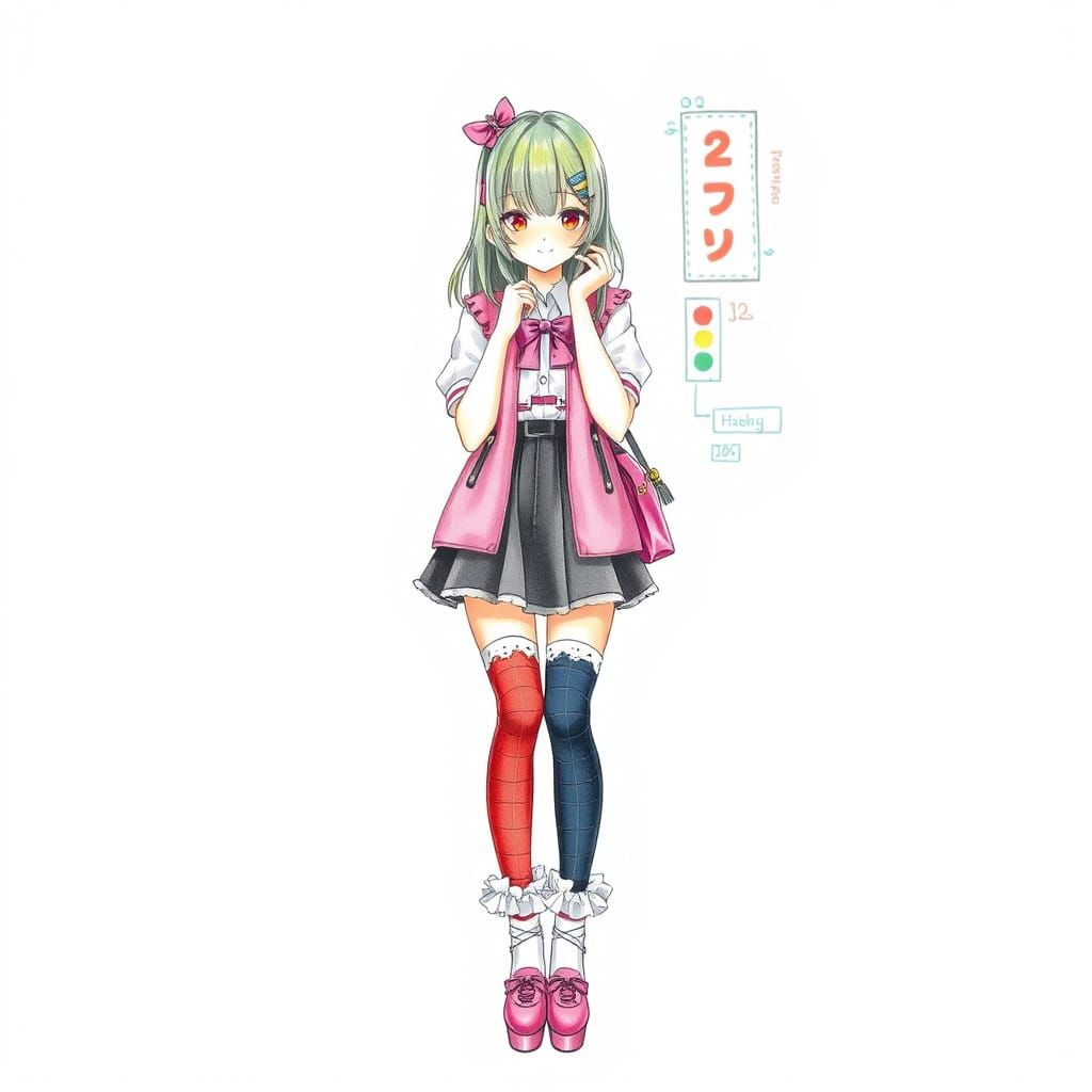 Colorful Decora Kei Fashion Sketch