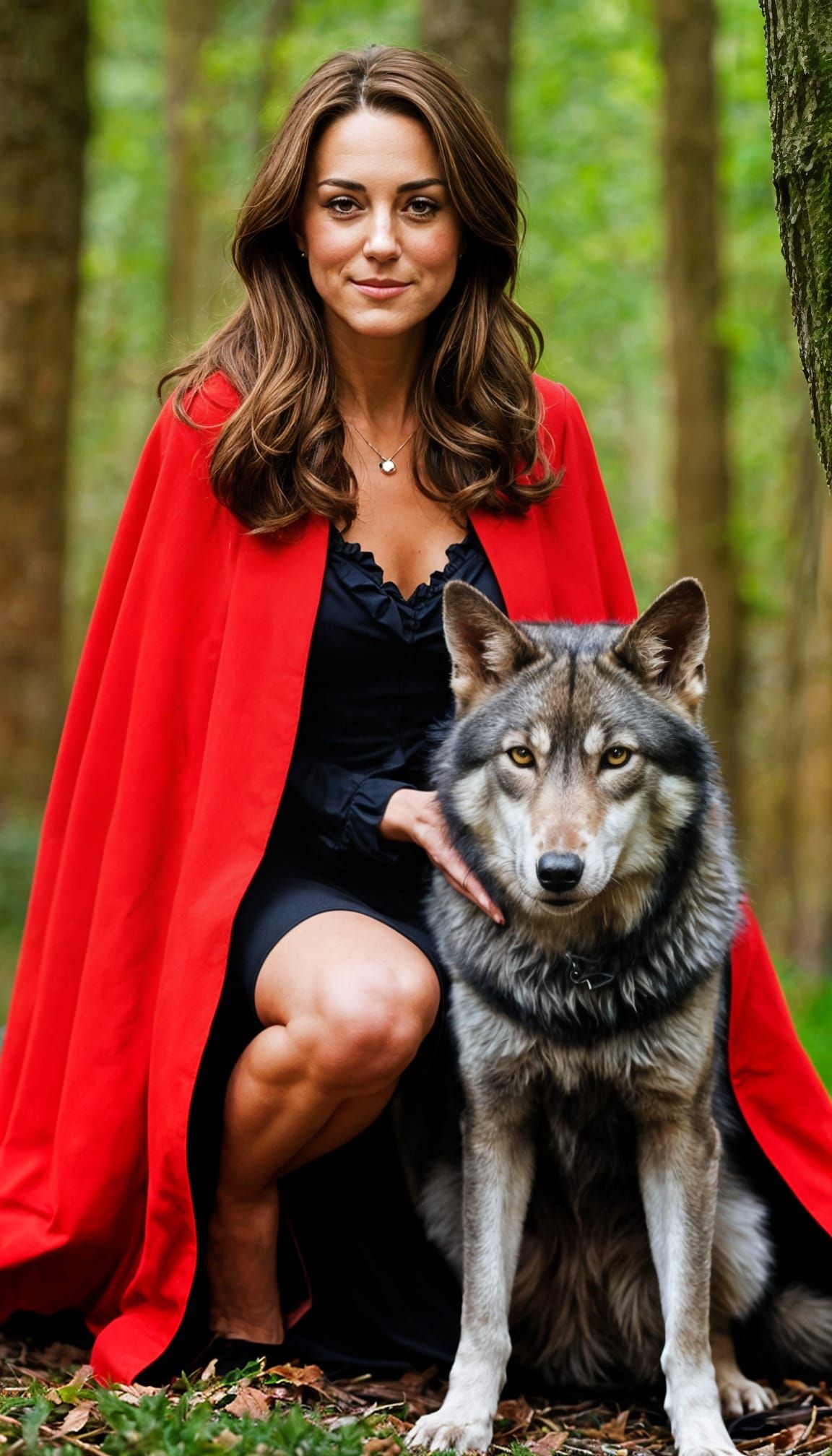 Kate Middleton as a Whimsical Red Riding Hood Figure