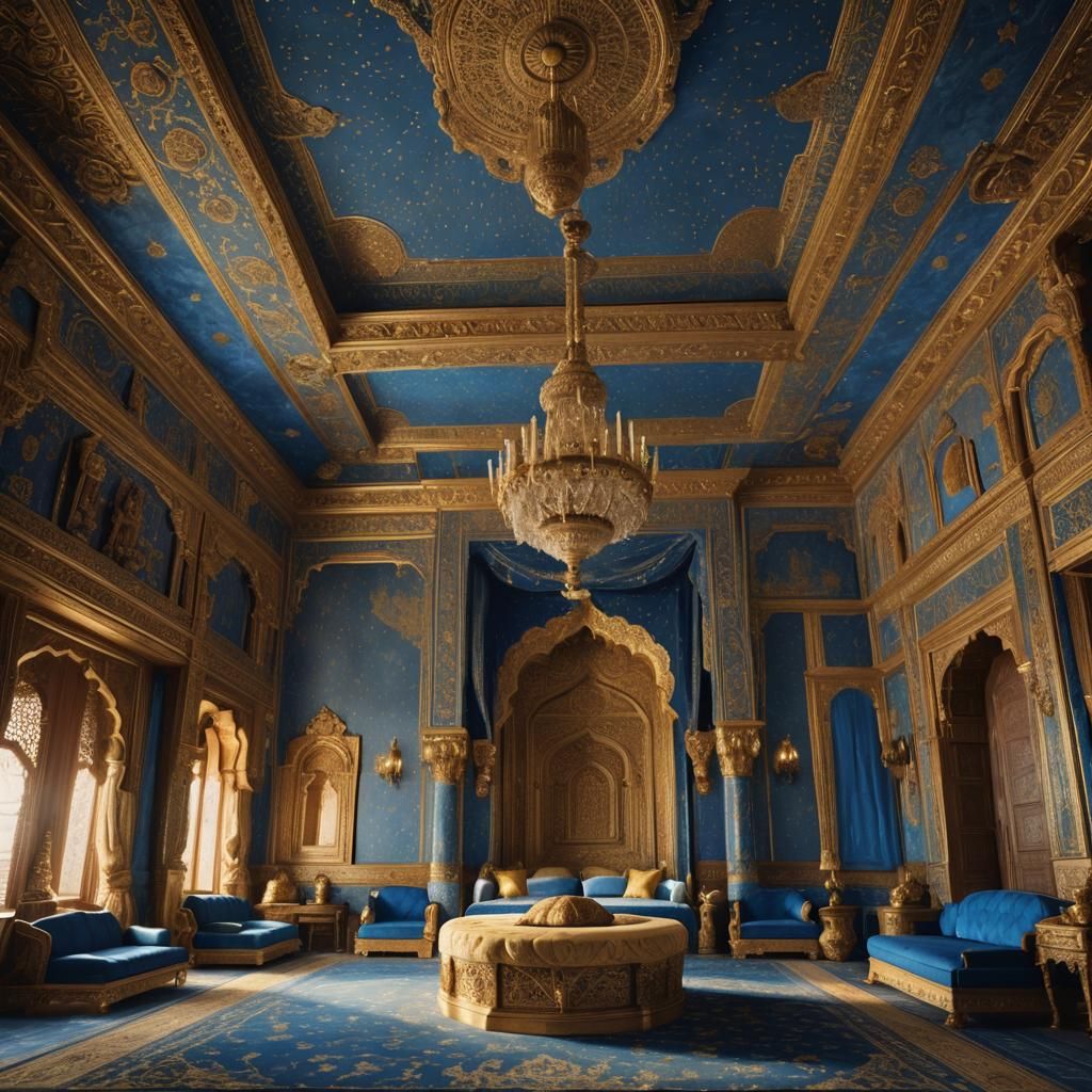 Opulent Indian Palace Bedroom in Digital Matte Painting