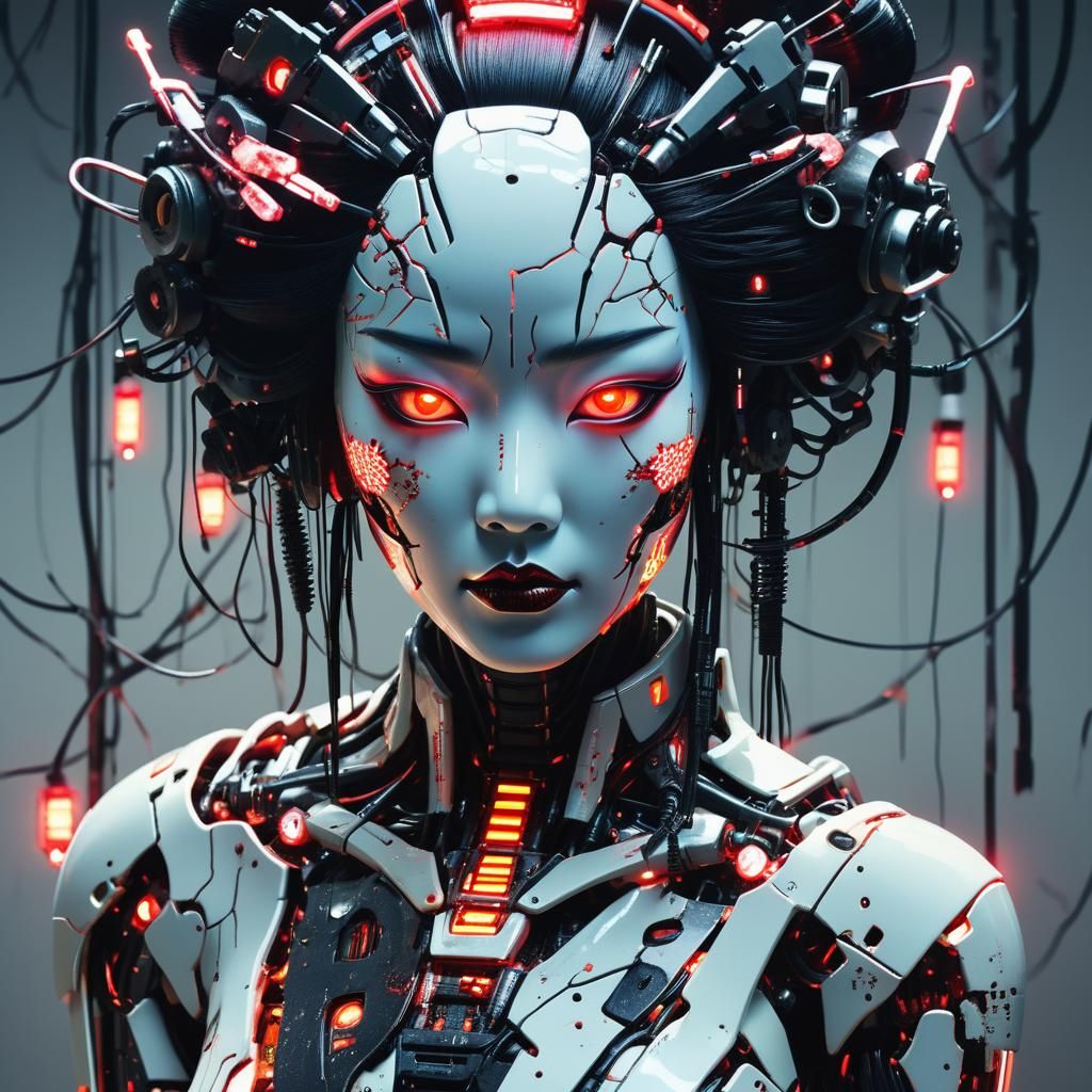 Damaged Robot Geisha Reveals Cyberpunk Reality