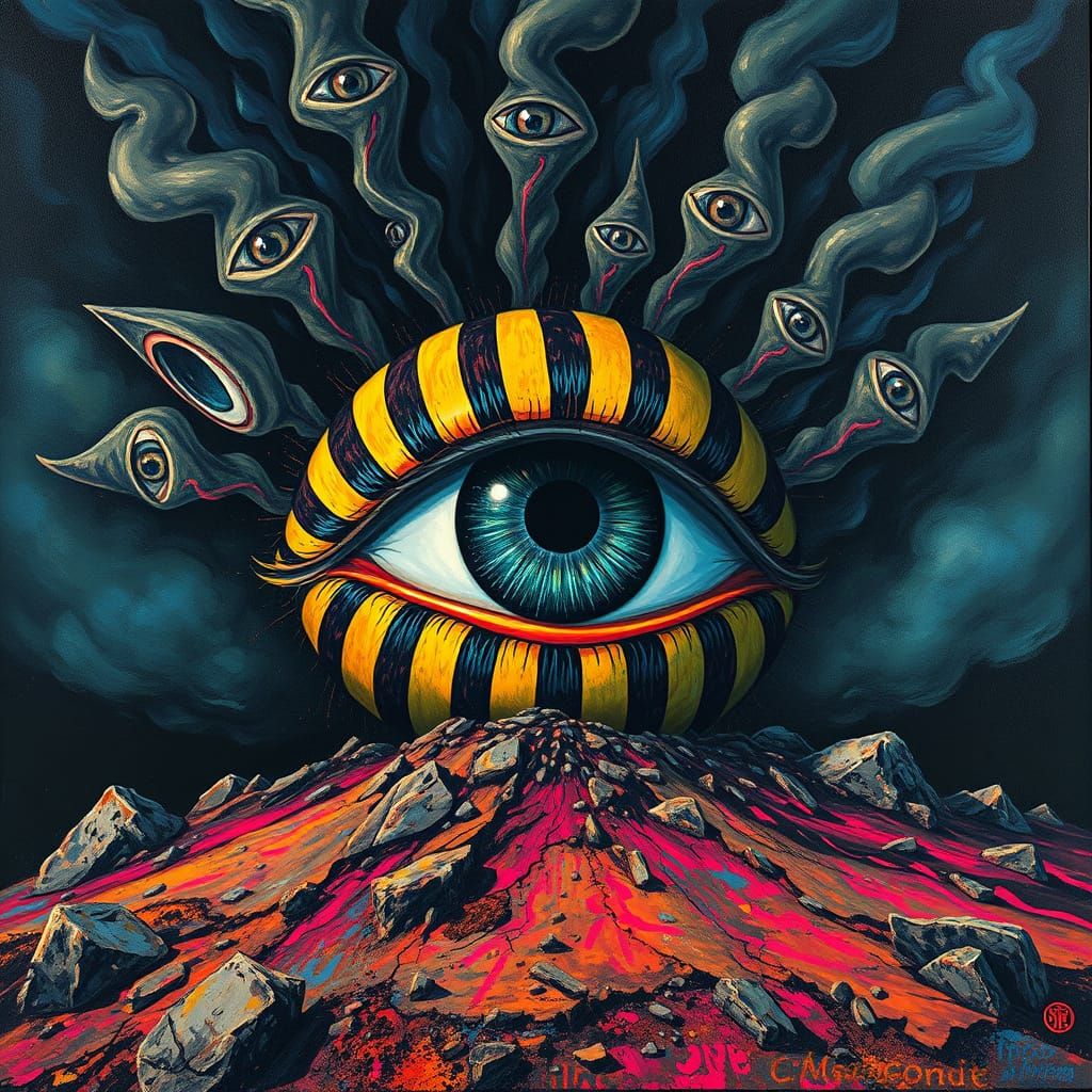 Giant Eye Emerges in Polychromatic Graffiti Art