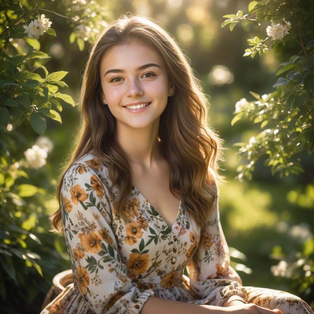 Dreamy Portrait of a Teen Girl in a Floral Dress