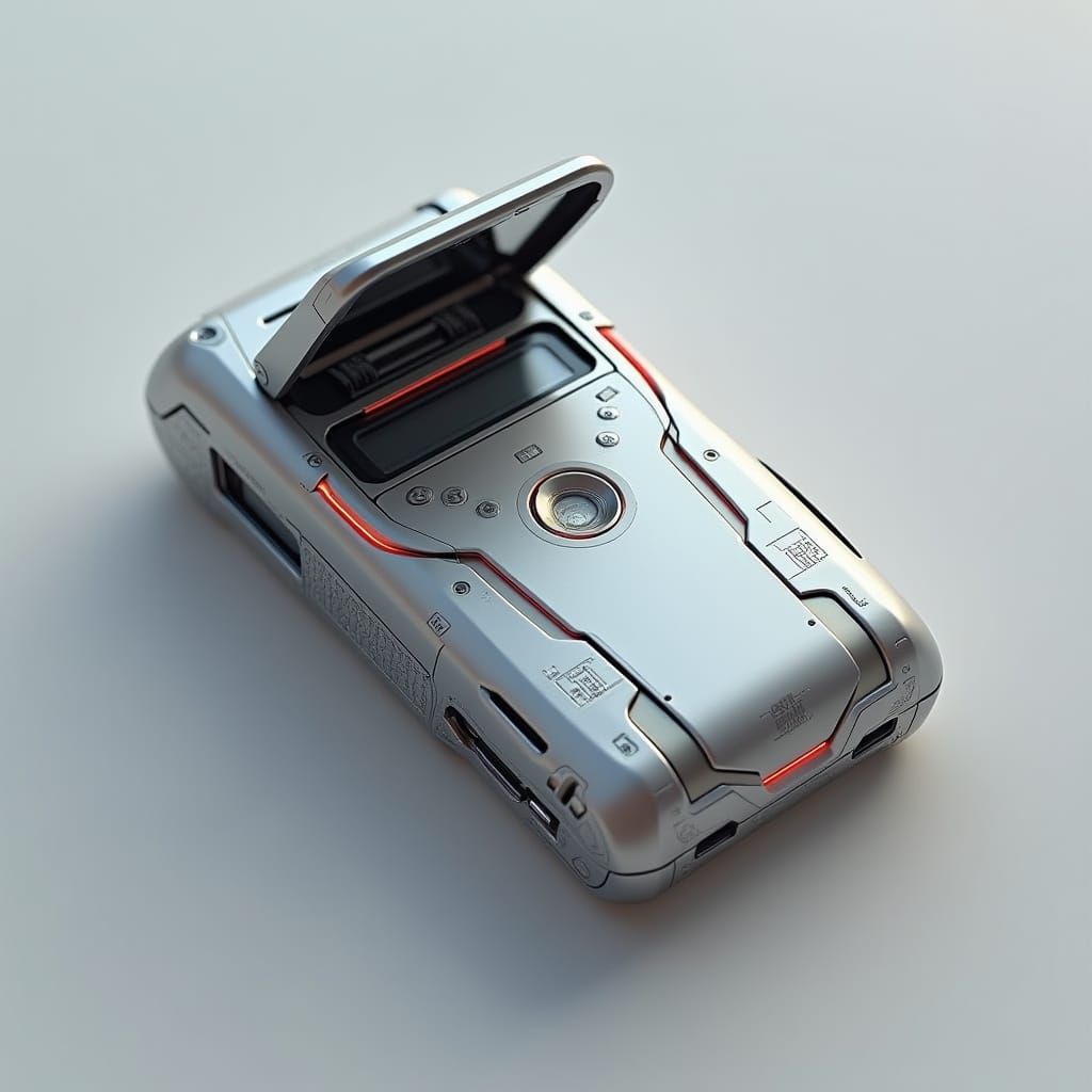 Futuristic Star Trek Communicator: Minimalist Metallic Desig...