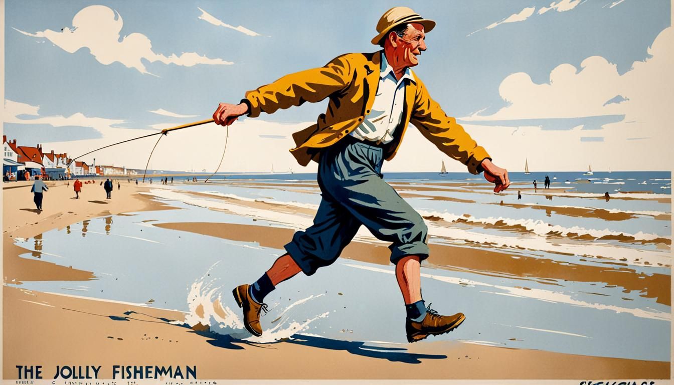 Vintage Travel Poster: Jolly Fisherman at Skegness