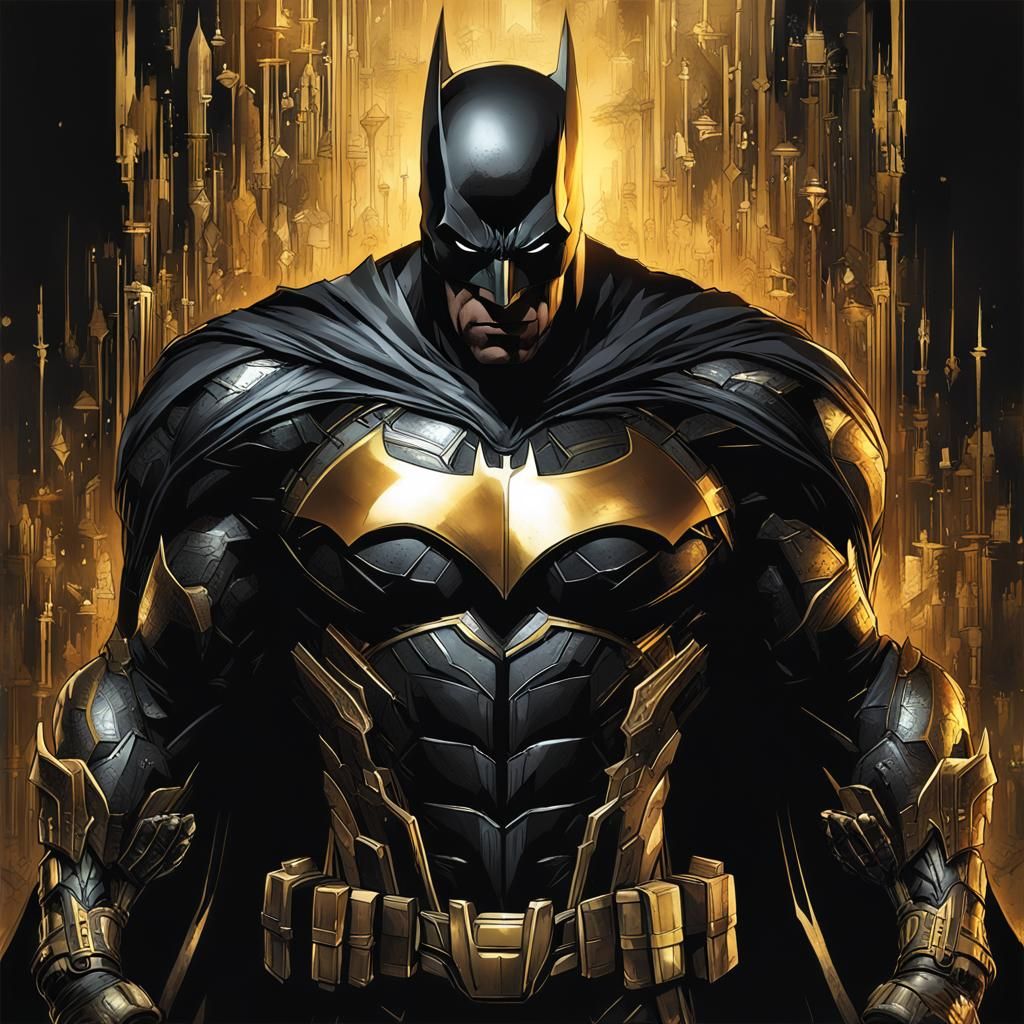 Black Batman Costume in Black and Gold