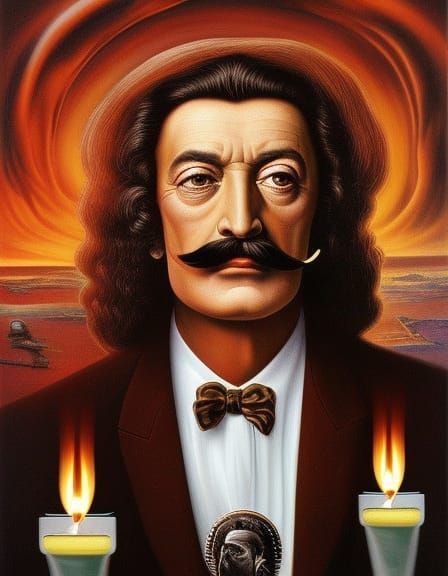 Surreal Moustache Portrait in Imperial Colors