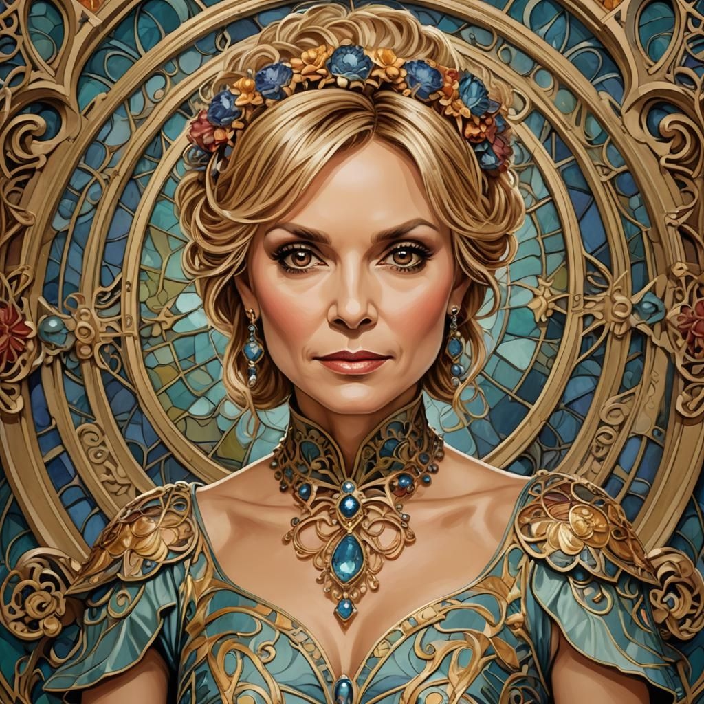 Elegant Arachnid Socialite Portrait in Art Nouveau Style