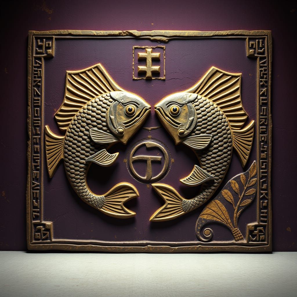 Mystical Egyptian Yin and Yang Symbol in Ancient Hieroglyphs