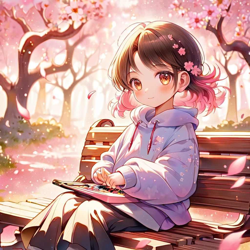 Chibi Sakura Girl in Whimsical Bloom