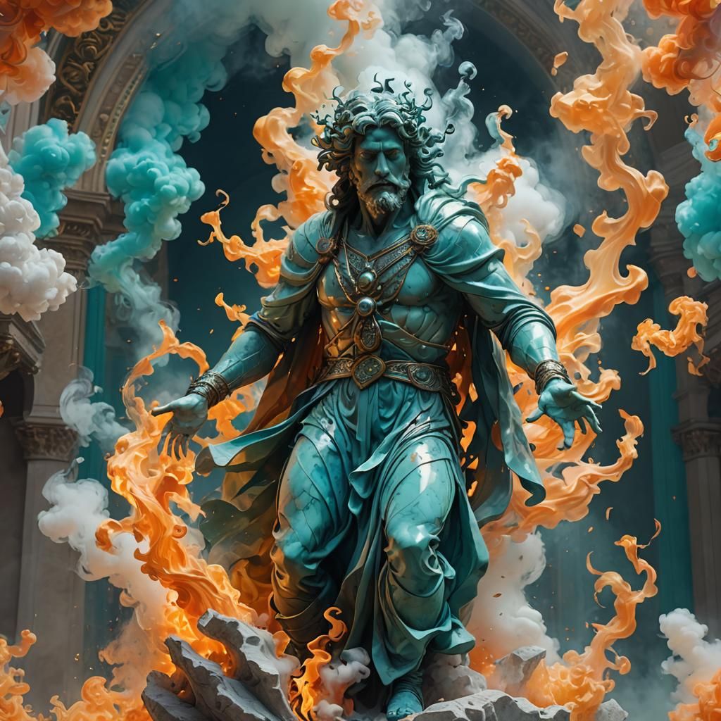 Marble Sculpture of Figure Disappearing into Smoke