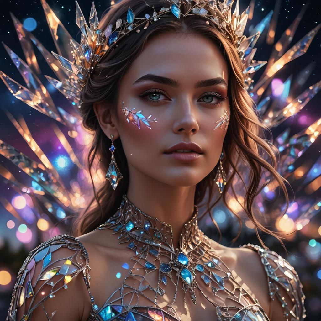 Glass Dress Portrait in Anime Style