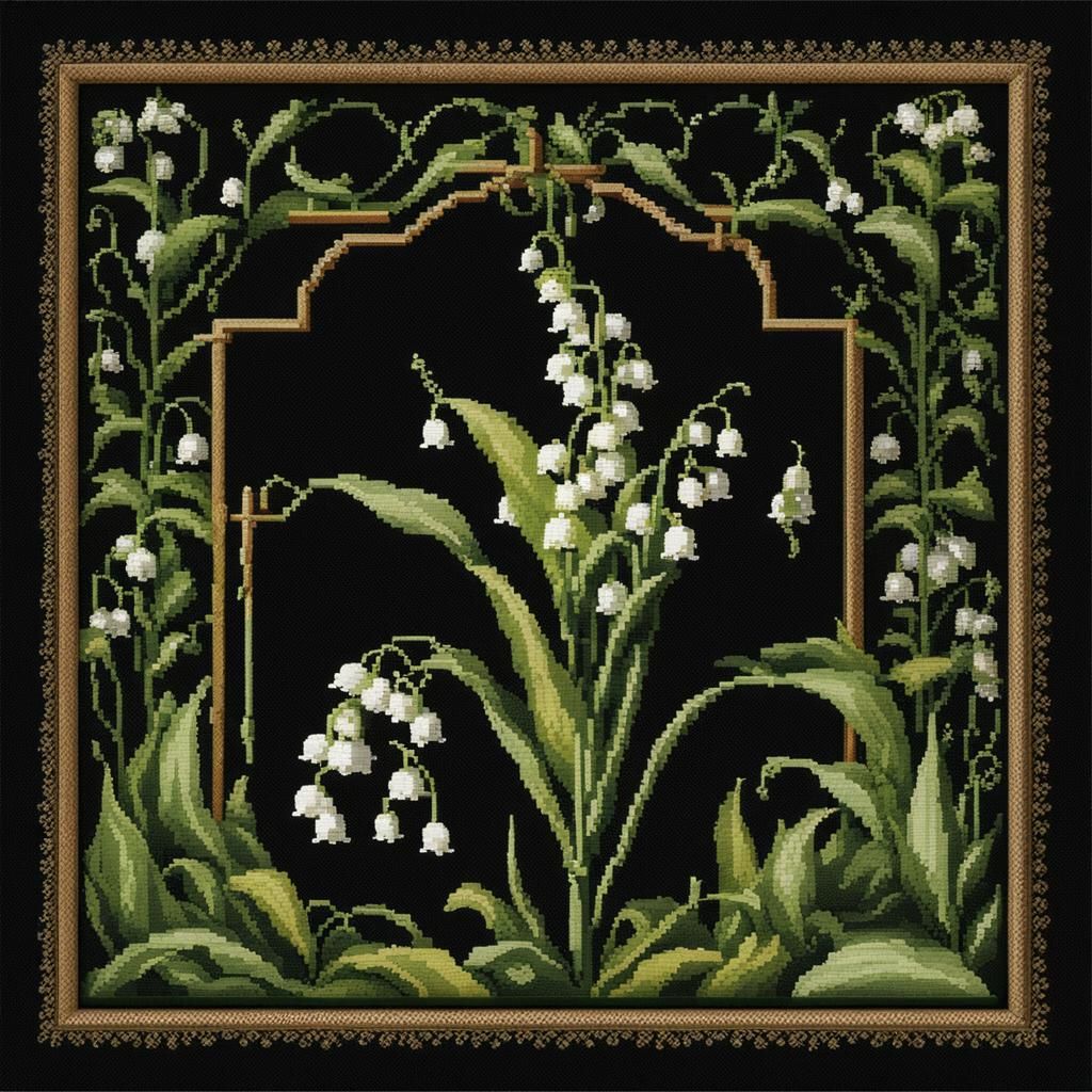 Gothic Cross-Stitch Lily of the Valley Stem