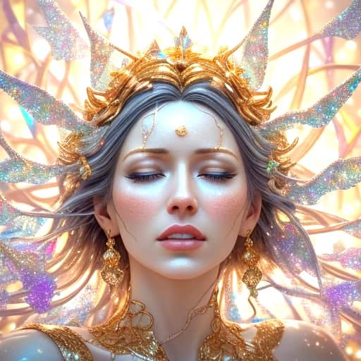 Woman in Agony Made of Shattered Glass