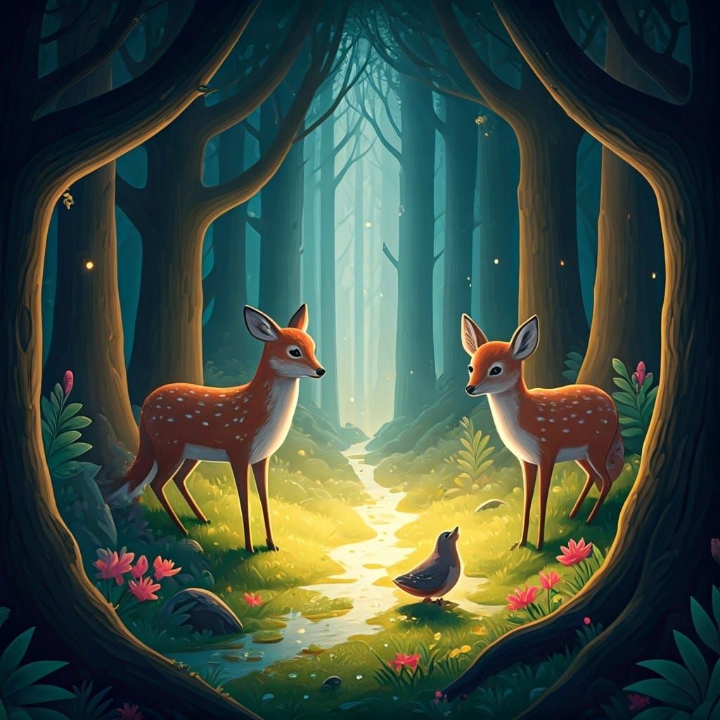 Magical Forest Animals on Midsummer's Eve