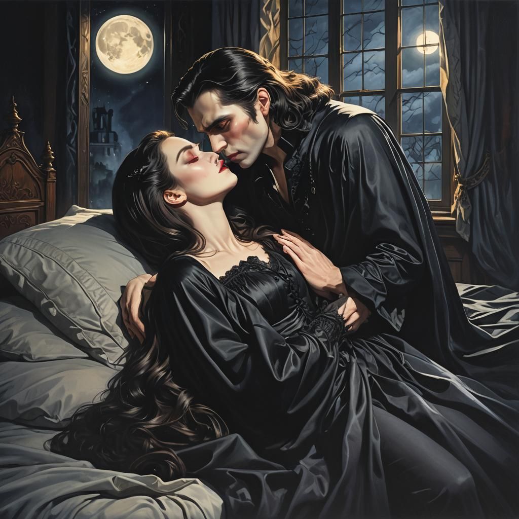 Vampire's Seduction: A Fantastical Bedroom Scene
