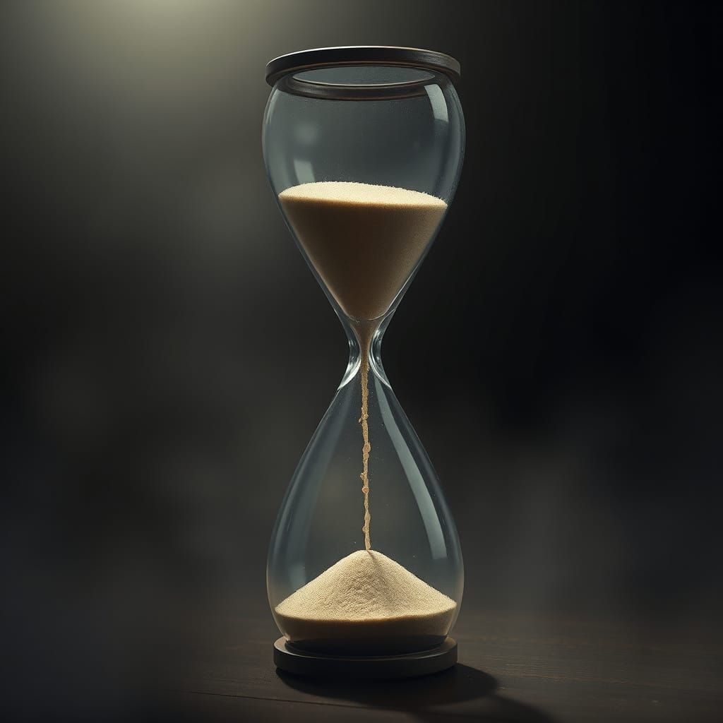 Ancient Hourglass Symbolizing Slow Time in Hyperrealistic St...