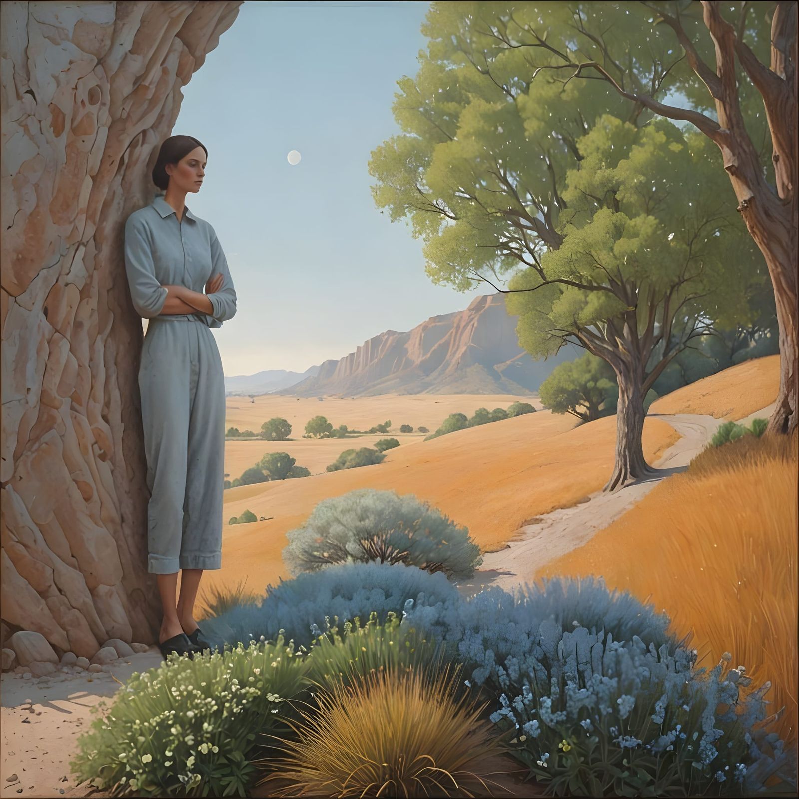 Figures Set Amidst a Dreamlike Landscape