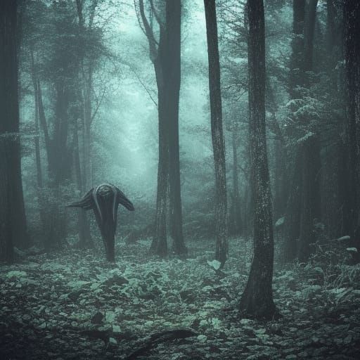 Creature in the forest. Unsettling. Moody.