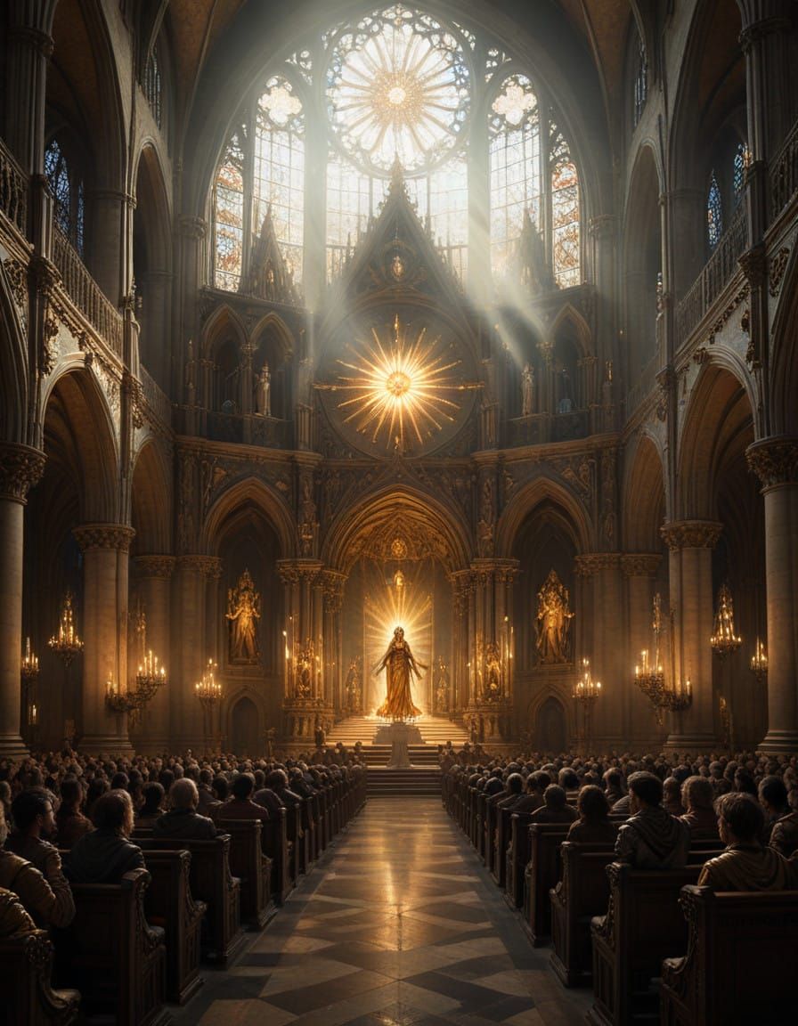 Golden Goddess Reigns in Majestic Cathedral