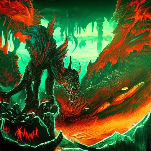Dark Fantasy Monster Concept Art with Neon Highlights