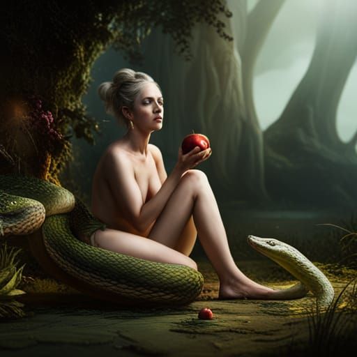 Eve and the Serpent: Detailed Matte Painting