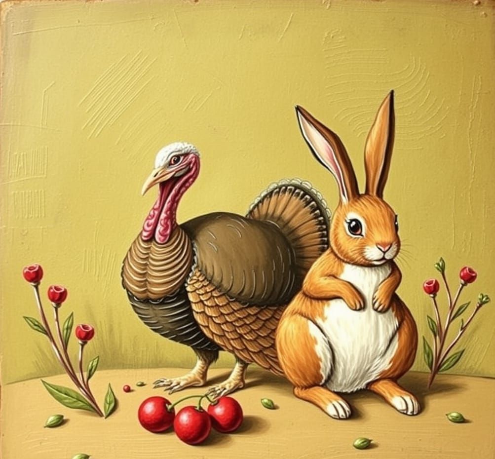 Turkey and Rabbit: An AI Generated Image