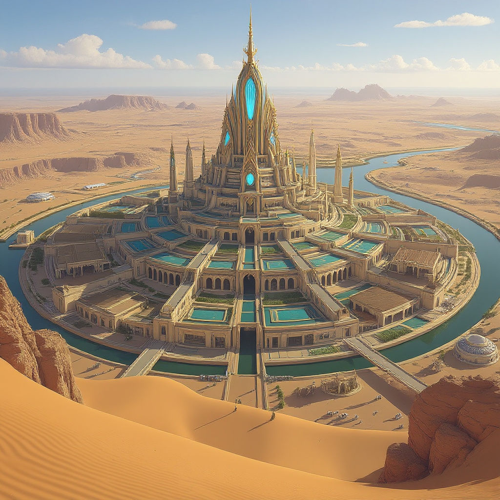 Spectacular Oasis City in Desert Landscape