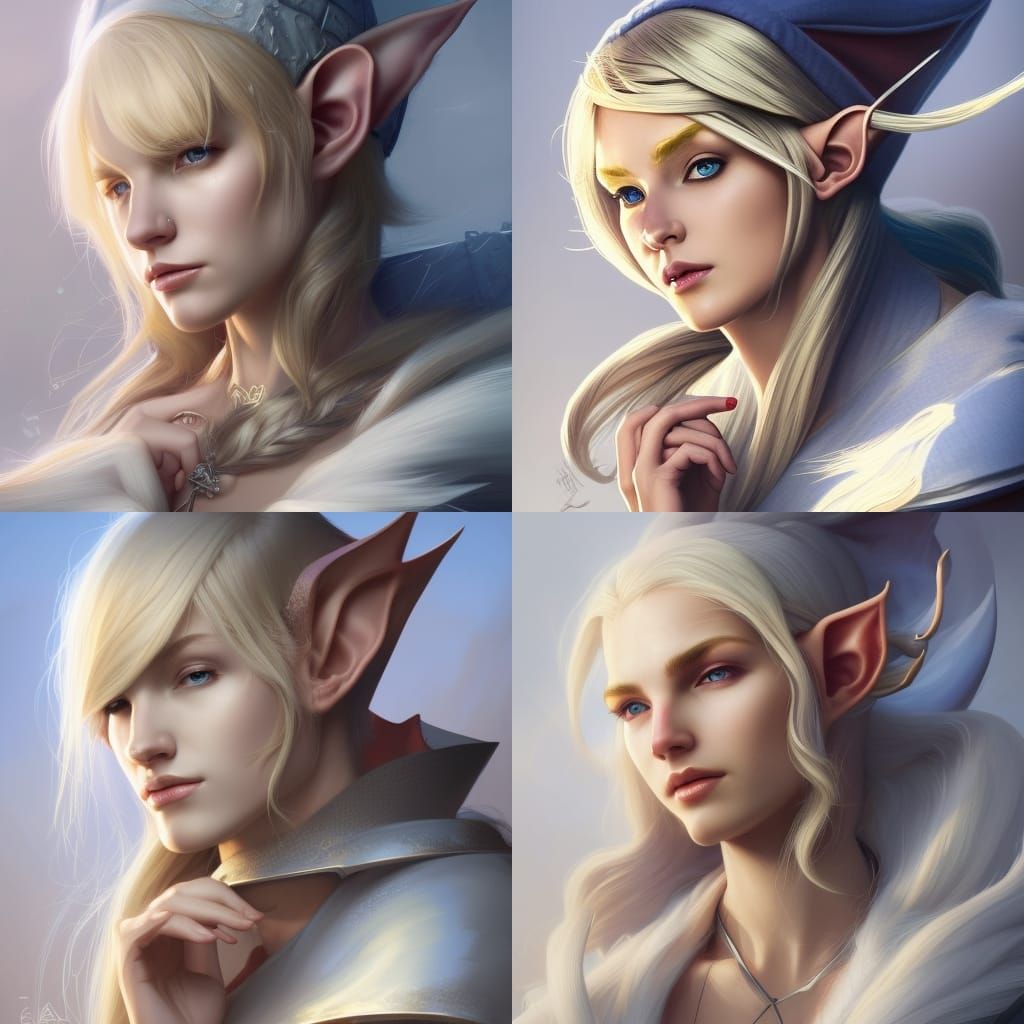 Detailed Portrait of a Studious Elf Woman
