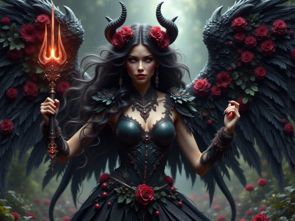 Dark Angel Demon with Ornate Fork