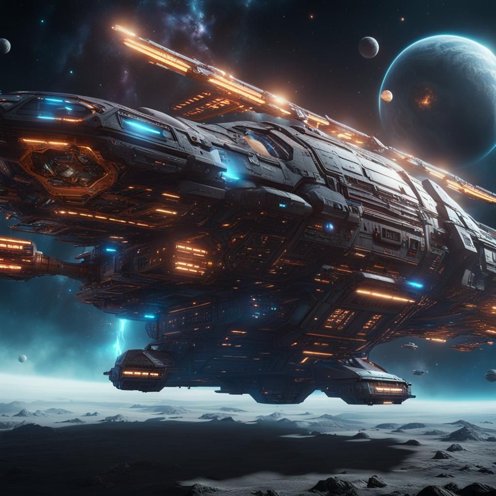 Futuristic Spaceship Matte Painting in Deep Color