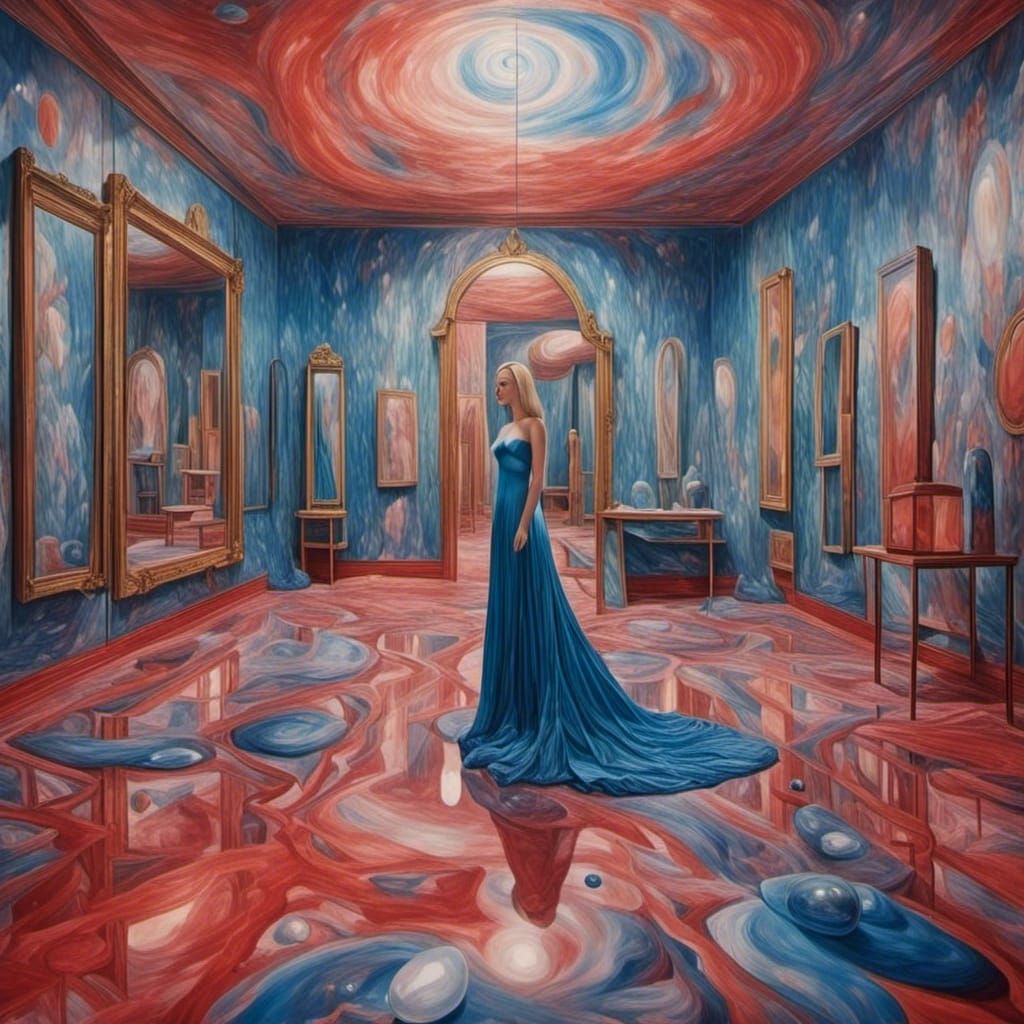 Surreal Dreamscape with Woman in Gown