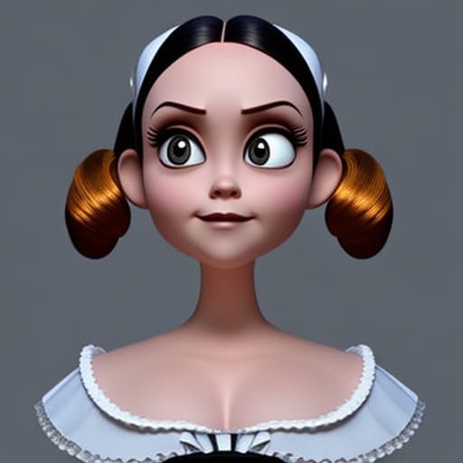 Christina Ricci as French Maid in Pixar Style