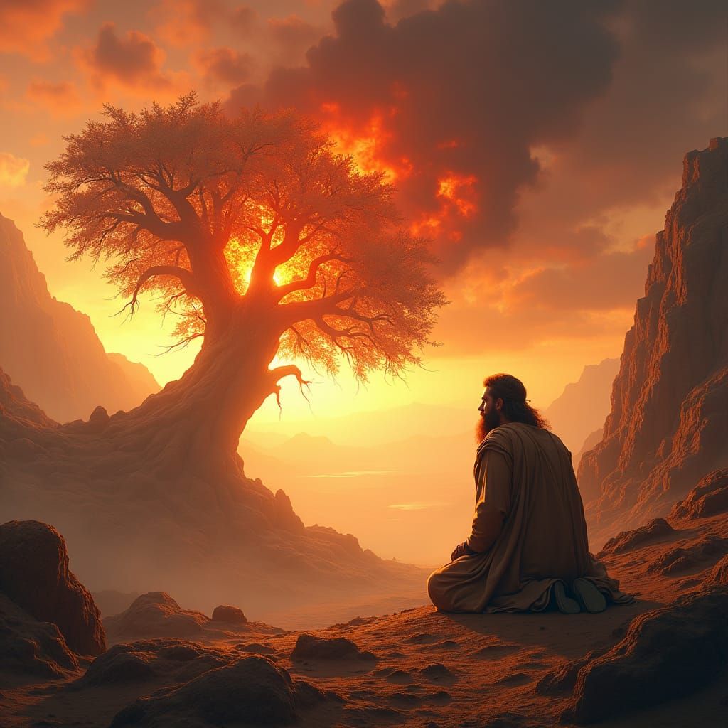 Moses and the Burning Bush: Cinematic Scene