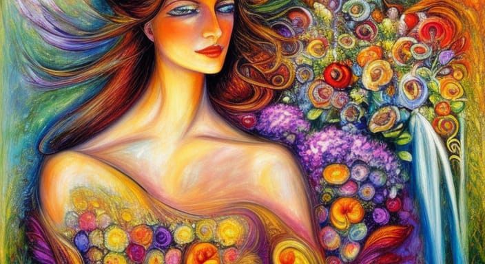 Ethereal Woman in Summer Garden Dreamscape