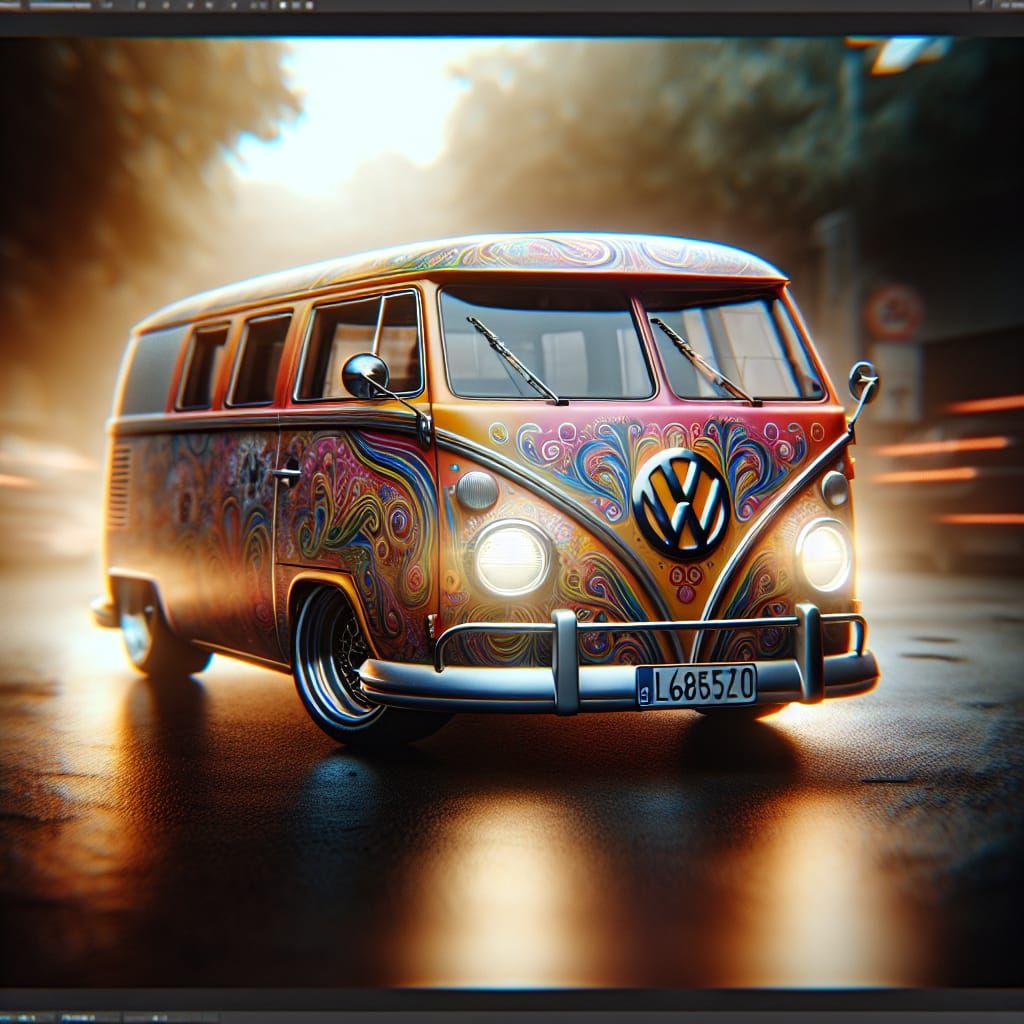 Groovy VW Kombi Hot Rod in 1970s Style