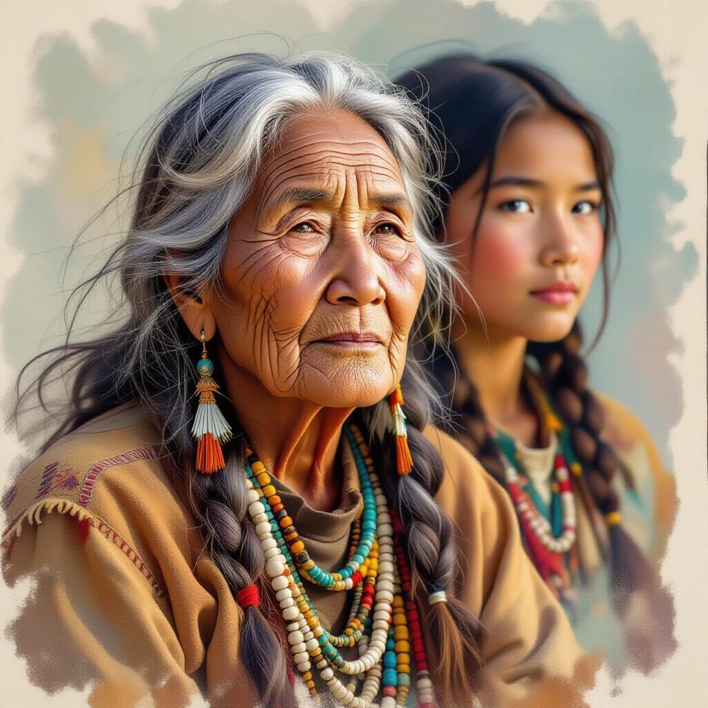 Native American Woman: Youth and Age, Ethereal Art