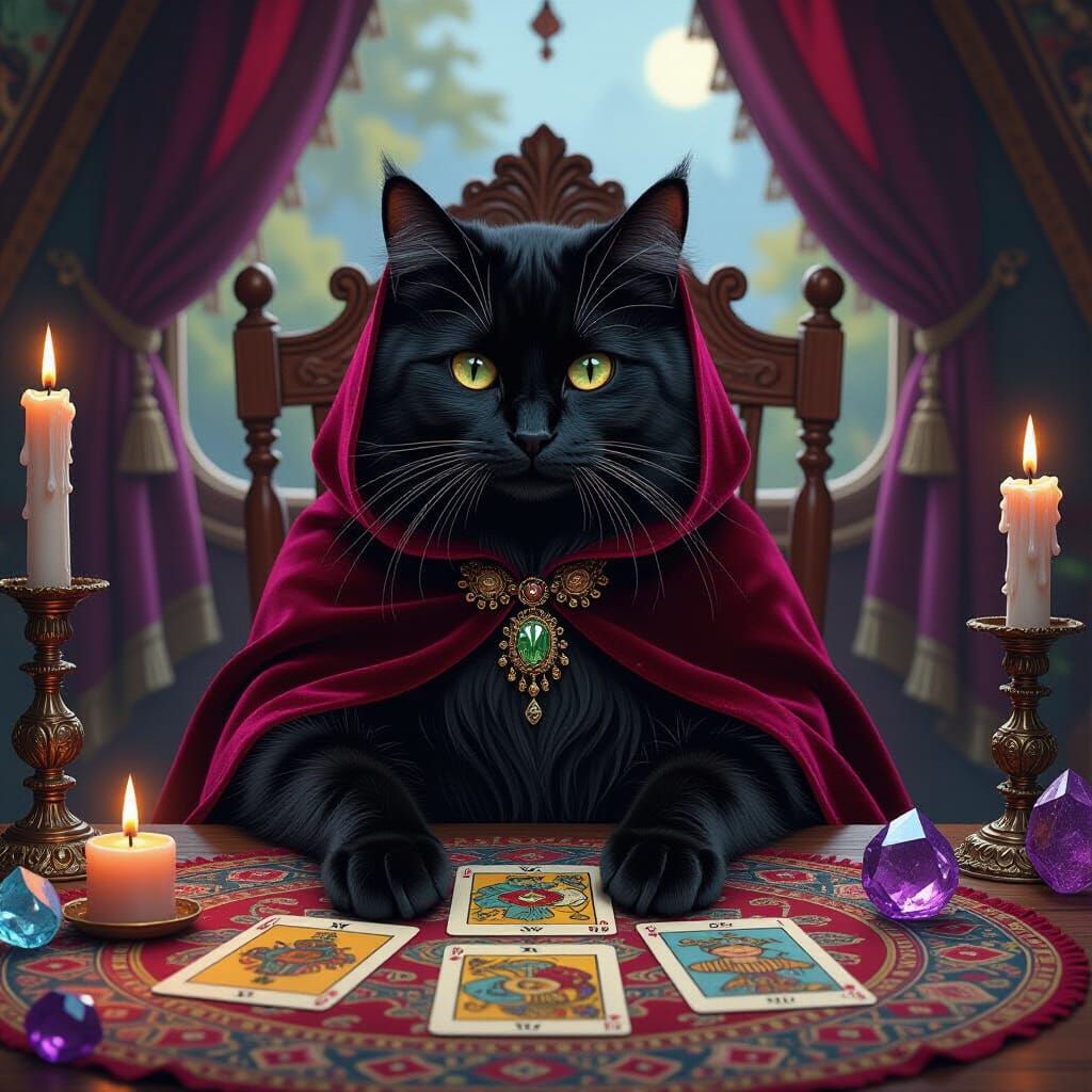 Mystical Cat Tarot Reading in Gypsy Caravan