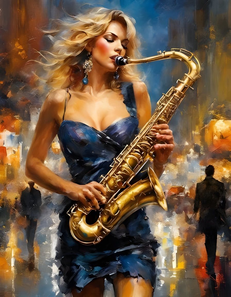 Playing the saxophone