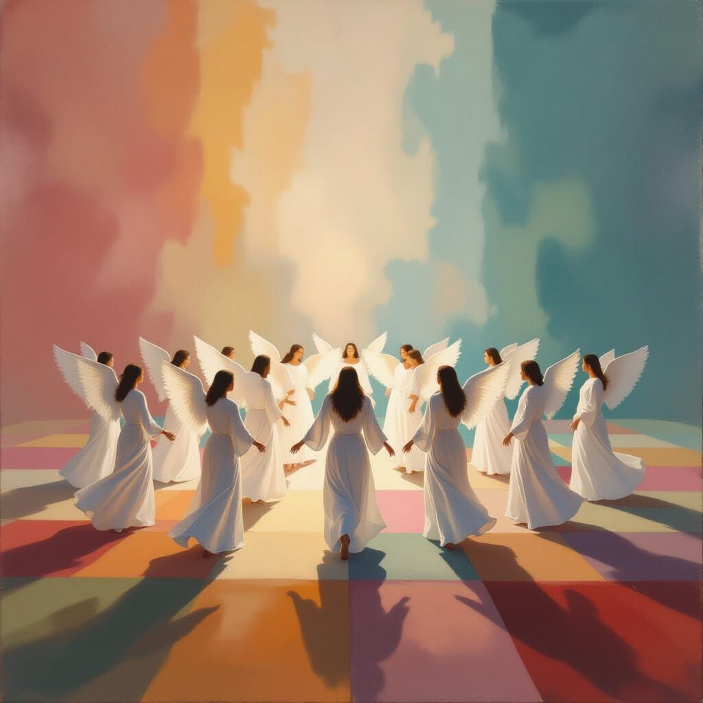 A thousand angels dancing on the head of a pin a painting by...