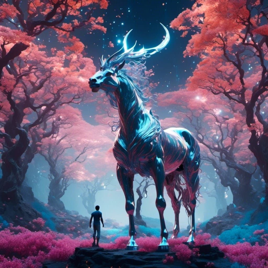 Radiant Centaur in Enchanted Forest, 3D Anime Art