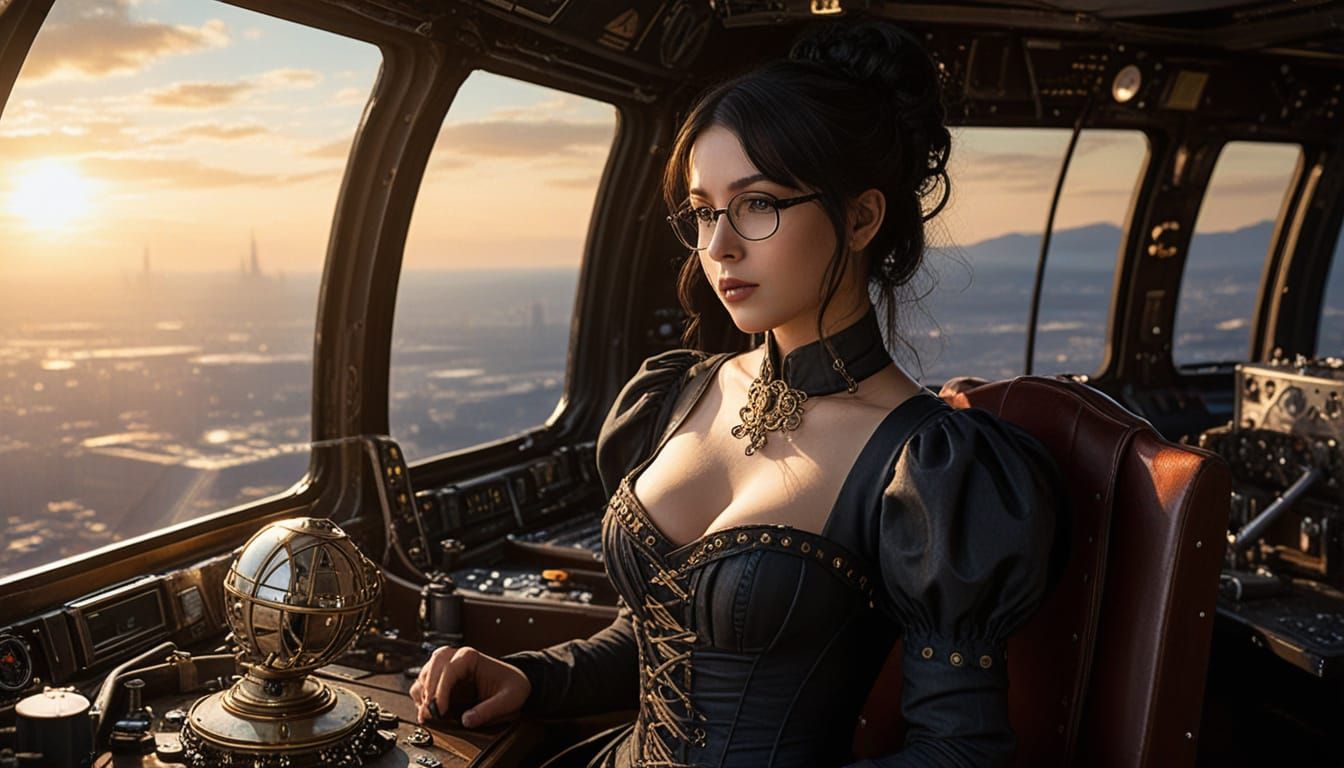 Stunning Steampunk Space Captain in Futuristic Helm