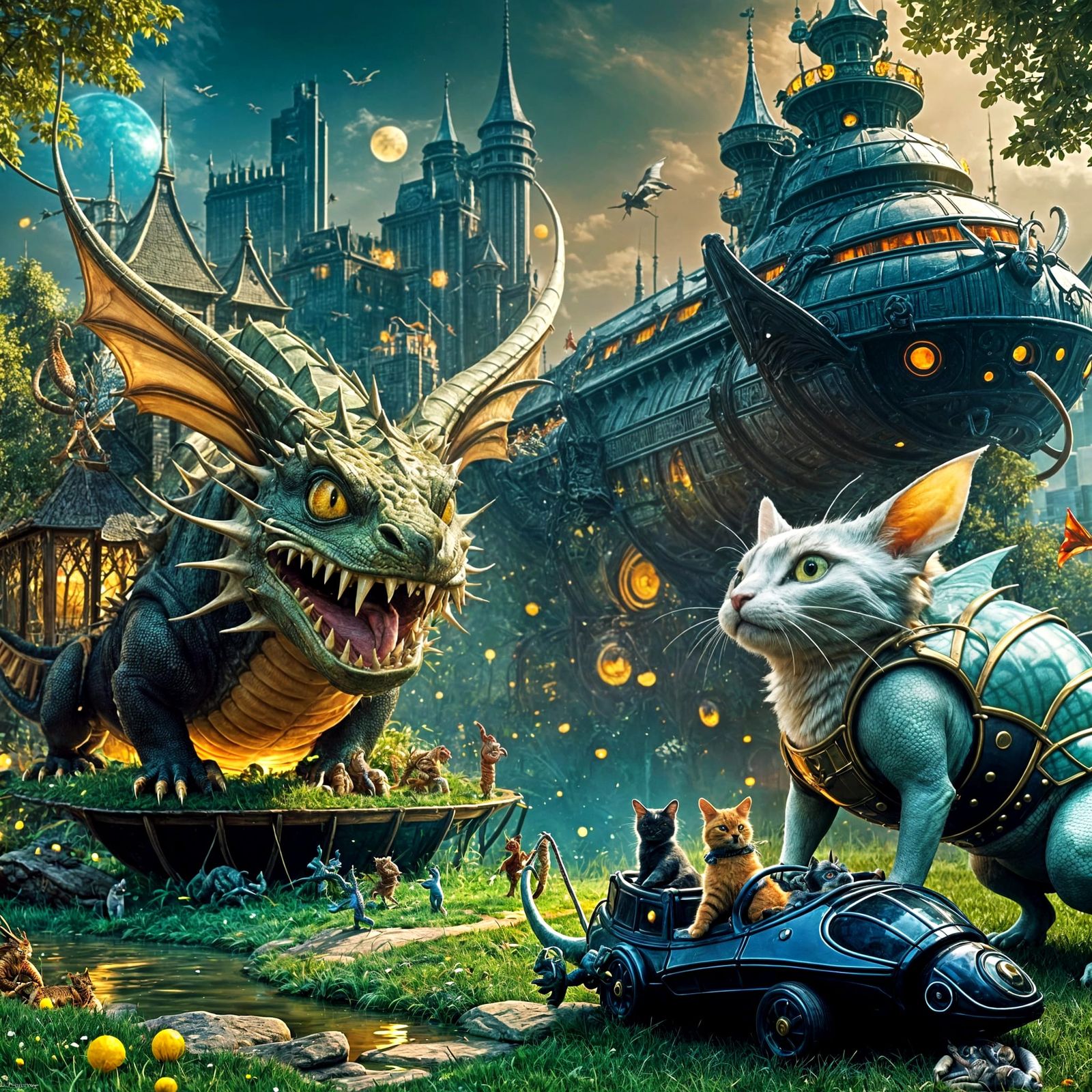 Hyperrealistic Alien-Human Gathering in Futuristic Home